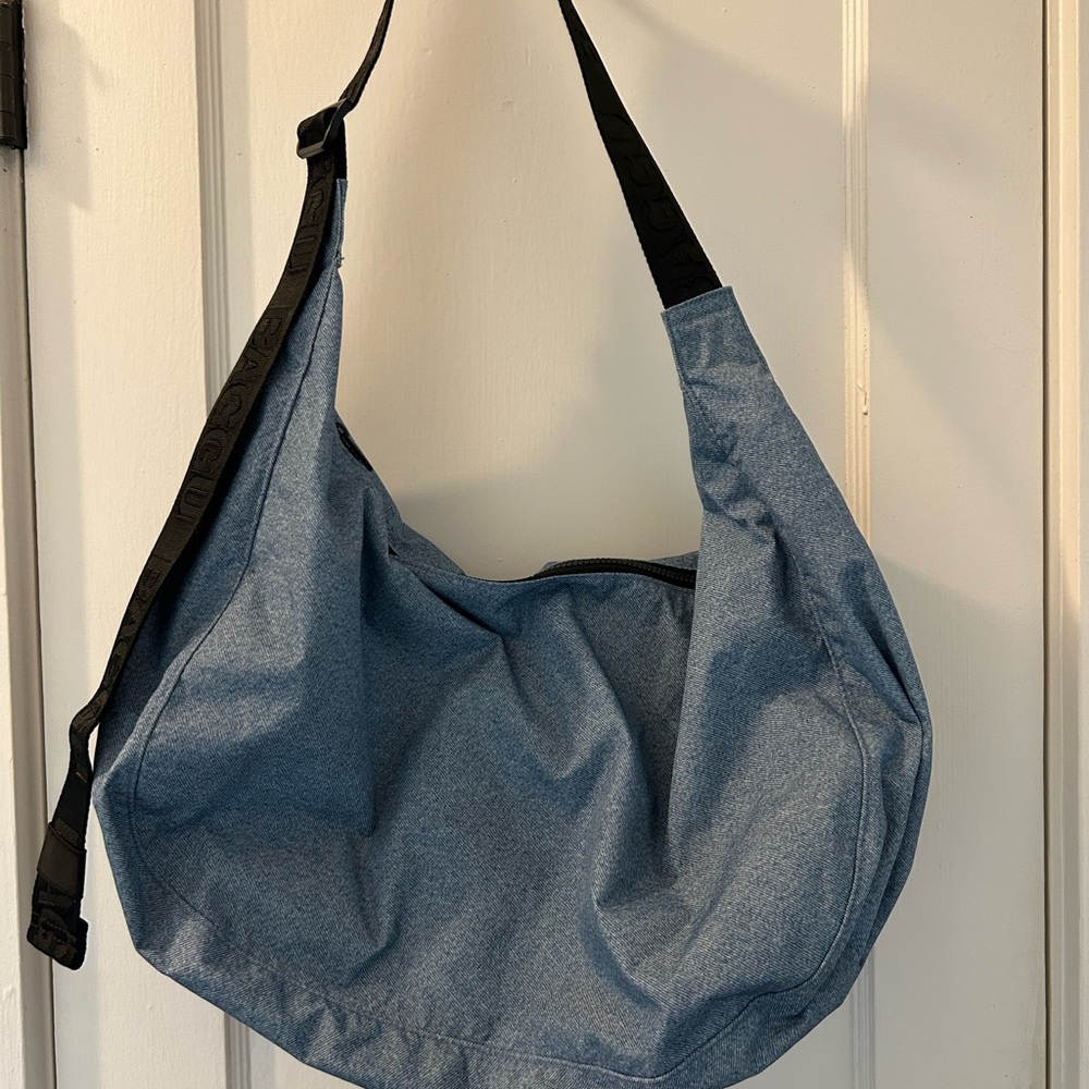 BAGGU Digital Denim Large Crescent Nylon Crossbody Bag